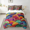 thumbnail image 2 of Manfei Colorful Geometric 7pcs Bedding Comforter Set,Boho Style Fishscale Queen Bedding Sets,Rainbow Abstract Geometric Queen Sheet Sets For Girl Teens,Super Cozy Room Decor Reversible, 2 of 8