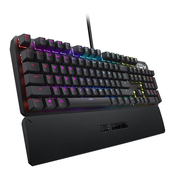 ASUS TUF Mechanical PC Gaming Keyboard for PC - TUF K3 | Programmable Onboard Memory | Dedicated Media Controls, Aura Sync RGB Lighting | Detachable Magnetic Wrist Rest | Highly Durable | Black