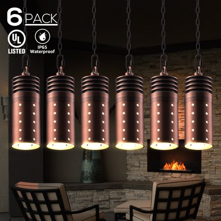 LEONLITE 4.5W 12V Outdoor Pendant Light  7.63Inch Low Voltage Hanging Lights  Red  2700K Soft White  UL Listed Cable  5 Years Warranty  Pack of 6