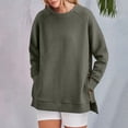 thumbnail image 2 of Bovemsi Womens Sweatshirts Women's Oversized Crewneck Long Sleeve Pullover Shirts Side Zipper 2025 Fall Clothes Winter Fashion Clothes, 2 of 7
