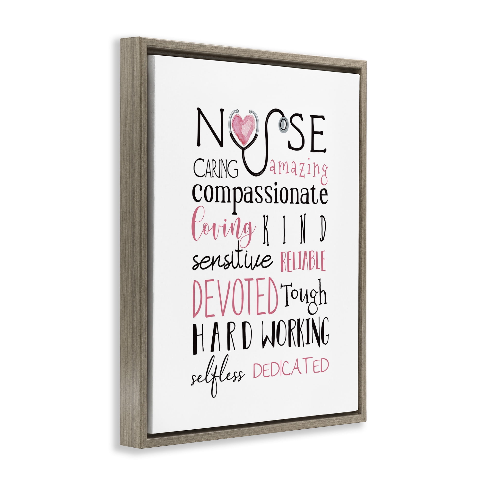 Stupell Industries Nurse Inspirational Healthcare Gratitude Typography Painting Brown Floater Framed Canvas Art Print Wall Art, 17 x 21