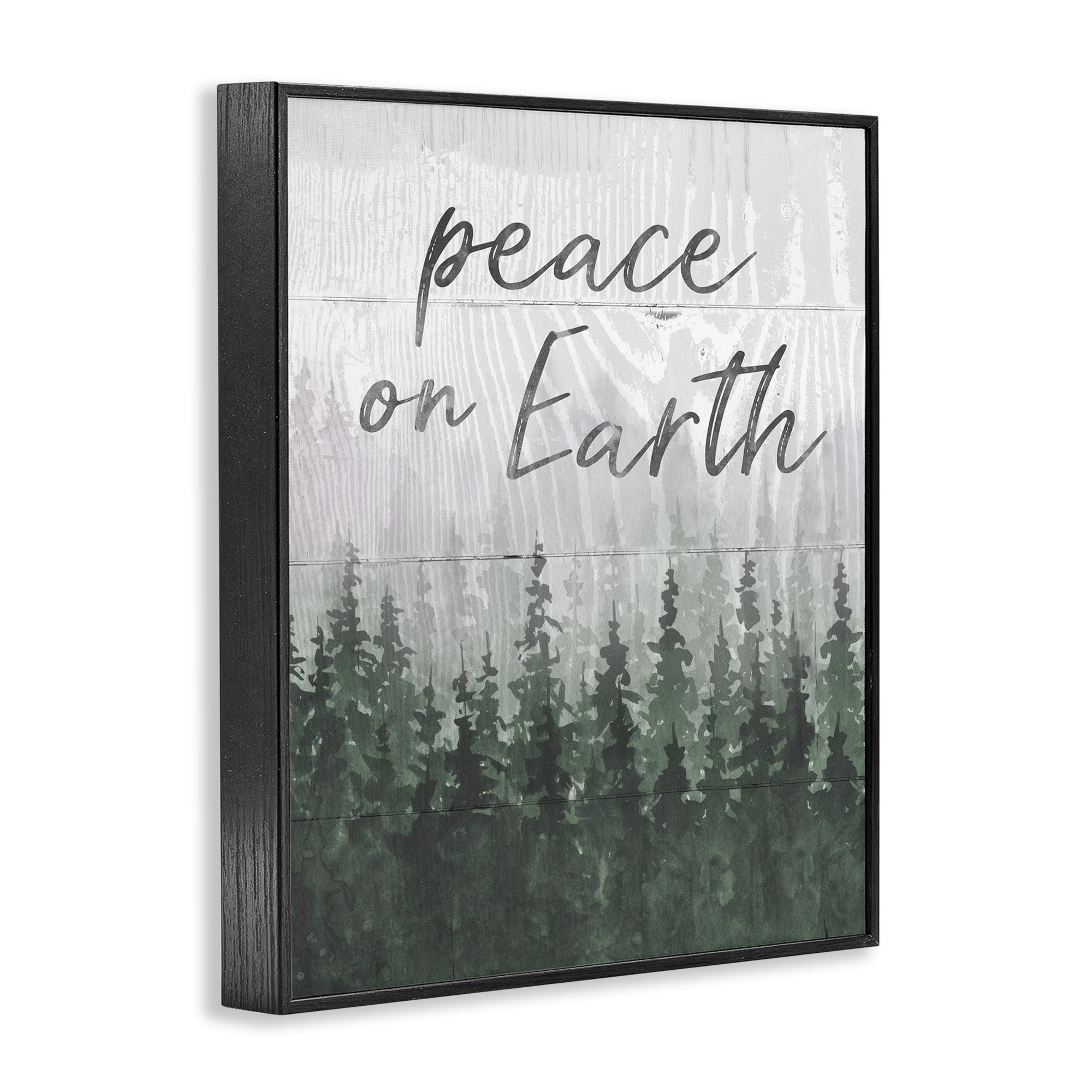 Stupell Industries Rustic Peace on Earth Holiday Painting Black Framed Art Prints Wall Art, 11 x 14