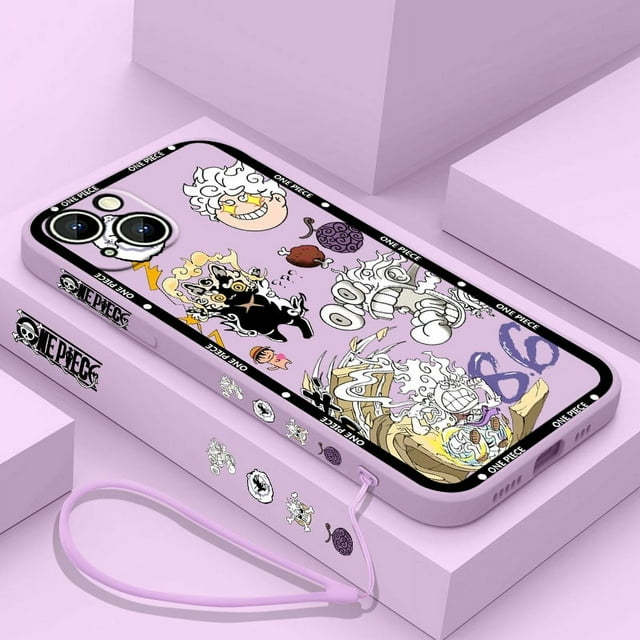 Ones Pieces Luffys Gear 5 Phone Case For Apple iPhone 15 14 13 12 11 Pro Max Plus 8 7 SE Liquid Left Rope Capa Cover