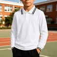 thumbnail image 4 of Crunowin Boys School Uniform Polo Cotton Shirt Long Sleeve Autumn Collared Casual Kids Base Layer Top, 4 of 6
