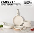 thumbnail image 2 of vkoocy Vkoocy pot and pan set with removable handle, Nonstick Cookware Set Detachable Handle, Induction Kitchen Camping Stackable Pots Pans, Dishwasher/Oven Safe, Cream, 2 of 8