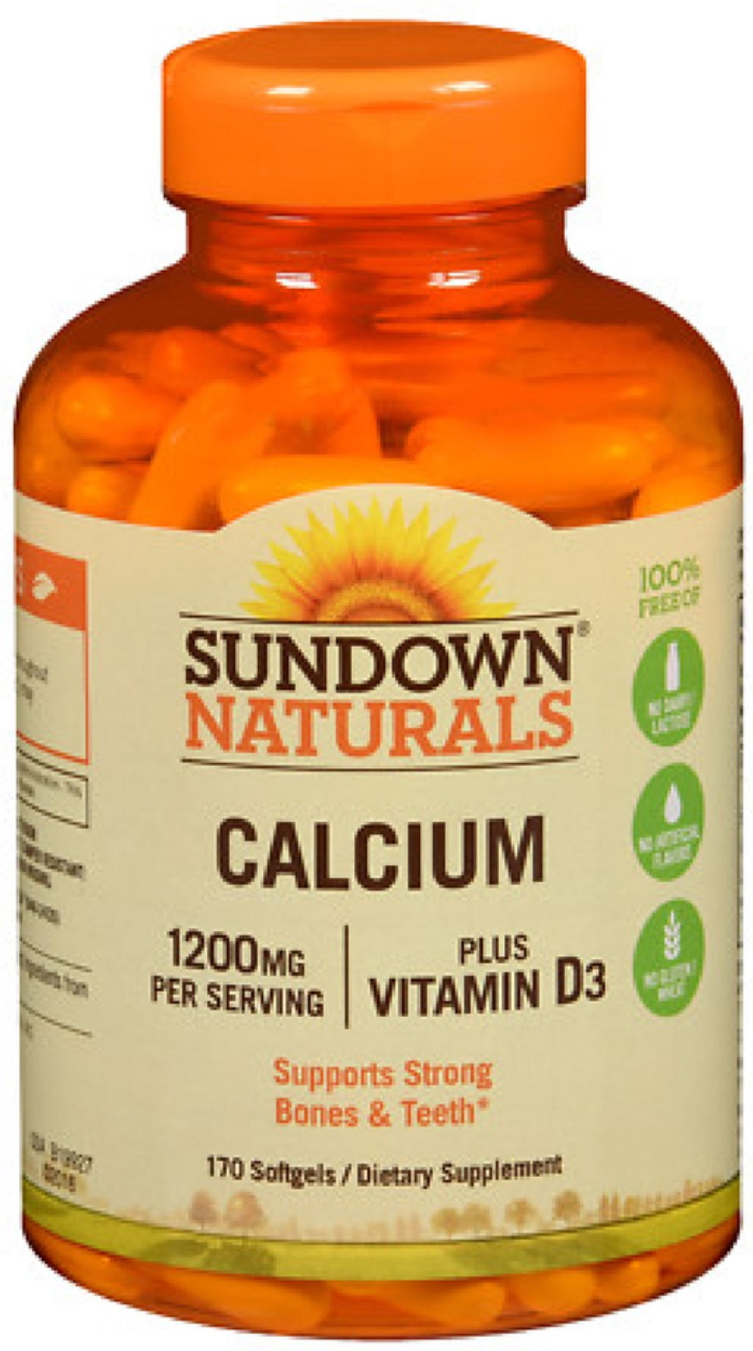 Sundown Naturals Calcium plus Vitamin D3, 1200mg, Softgels 170 ea (Pack