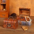 thumbnail image 5 of Caja de almacenamiento de madera antigua antigua con cerradura, caja de joyería, caja de madera para embalaje de regalo de almacenamiento y acabado de escritorio, 5 of 5