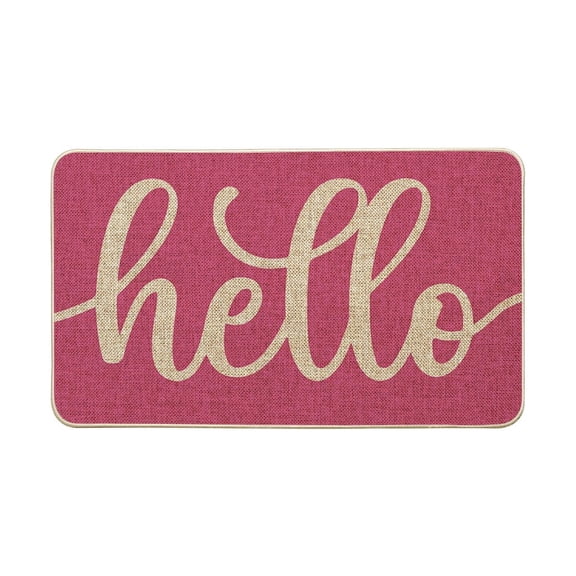 Artoid Mode Pink Hello Spring Doormat, Summer Home Decor Low-Profile Switch Rug Door Mat Floor Mat for Indoor Outdoor 17x29 Inch