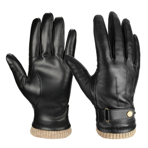 OZERO Mens Winter Gloves Nappa Leather Warm Wool Touchscreen Dress Glove - Thermal Gifts for Dad or Husband