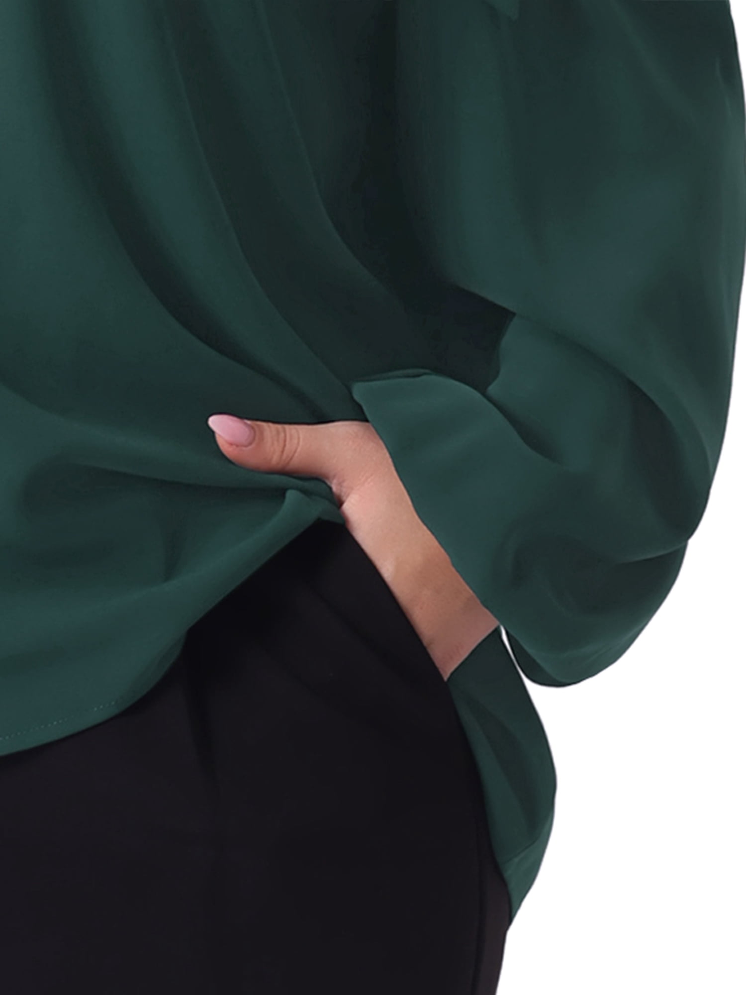 DARING DIVA Women's Plus Cold Shoulder Tie Long Sleeve Blouse 3X Dark Green