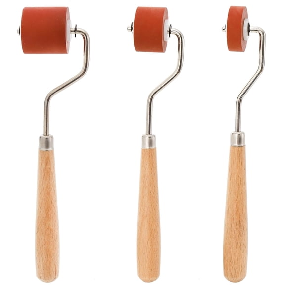 3Pcs Rubber Brayer Rollers Set, 3 Sizes Brayer Ink Roller with Comfort Grip for Crafting Rubber Brayer Roller Brayer Ink Roller for Stamping, Printing, Printmaking