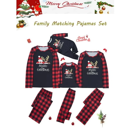 

Sunisery Christmas Family Pjs Matching Set Parent-Kid Jammies Suit for Adults Kids Xmas Holiday Party Sleepwear Outfits