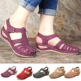 thumbnail image 5 of Oyedens Gladiator Walking Sandals for Women Roman Vintage Leather Closed Toe Flats Comfort Beach Sandals, 5 of 6