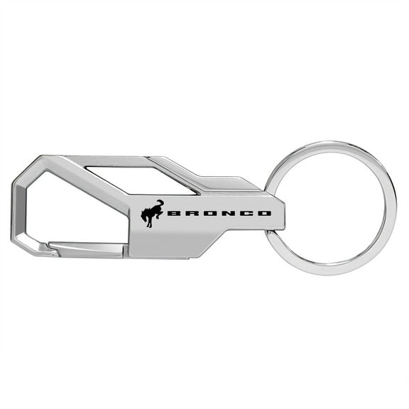 iPick Image for Ford Bronco Silver Carabiner-style Snap Hook Metal Key Chain, Official Licensed