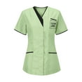 thumbnail image 2 of YUGYXL Womens Short Sleeve Shirts Nurse Work Uniform Tunics Scrub Tops with Pockets Front Button Up Workwear Z Green XL, 2 of 4