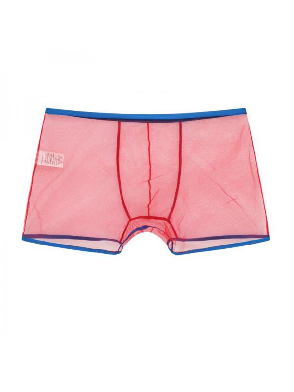 Hot Mens Transparent Mesh Sheer See Through Boxer Briefs Shorts Pants Underwear