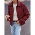 thumbnail image 6 of BTFBM Faux Leather Jacket Women Fall Clothes Long Sleeve, Bomber Jackets, Snaps, Pockets, Oversized, Zip Up Motorcycle Outerwear, Airport, Going Out Outfits, Winter Coat, 6 of 9