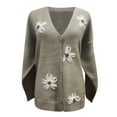 thumbnail image 3 of Women's Floral Embroidered Knit Cardigan V-Neck Long Sleeve Slim Fit Sweater, 3 of 4