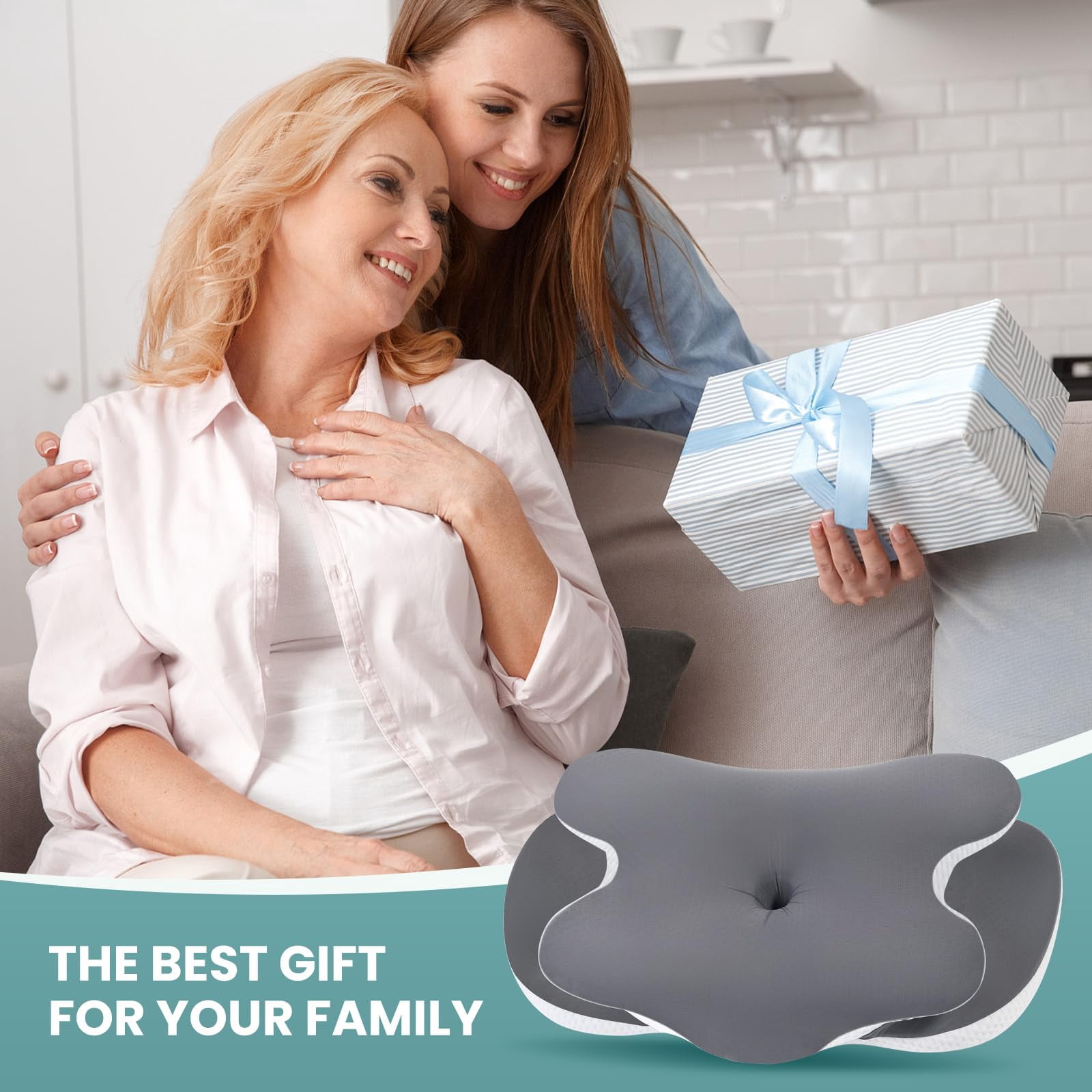 Alupssuc Cervical Neck Pillows, Memory Foam Pillow with Cooling Silk Case for Neck & Shoulder Pain Relief, Side & Back & Stomach Sleepers
