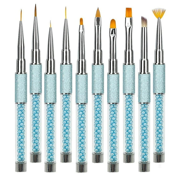 Acrylic Nail Art Brushes set With Cap, 10 Pcs Acrylic Rhinestone Handles Nail Art Pens