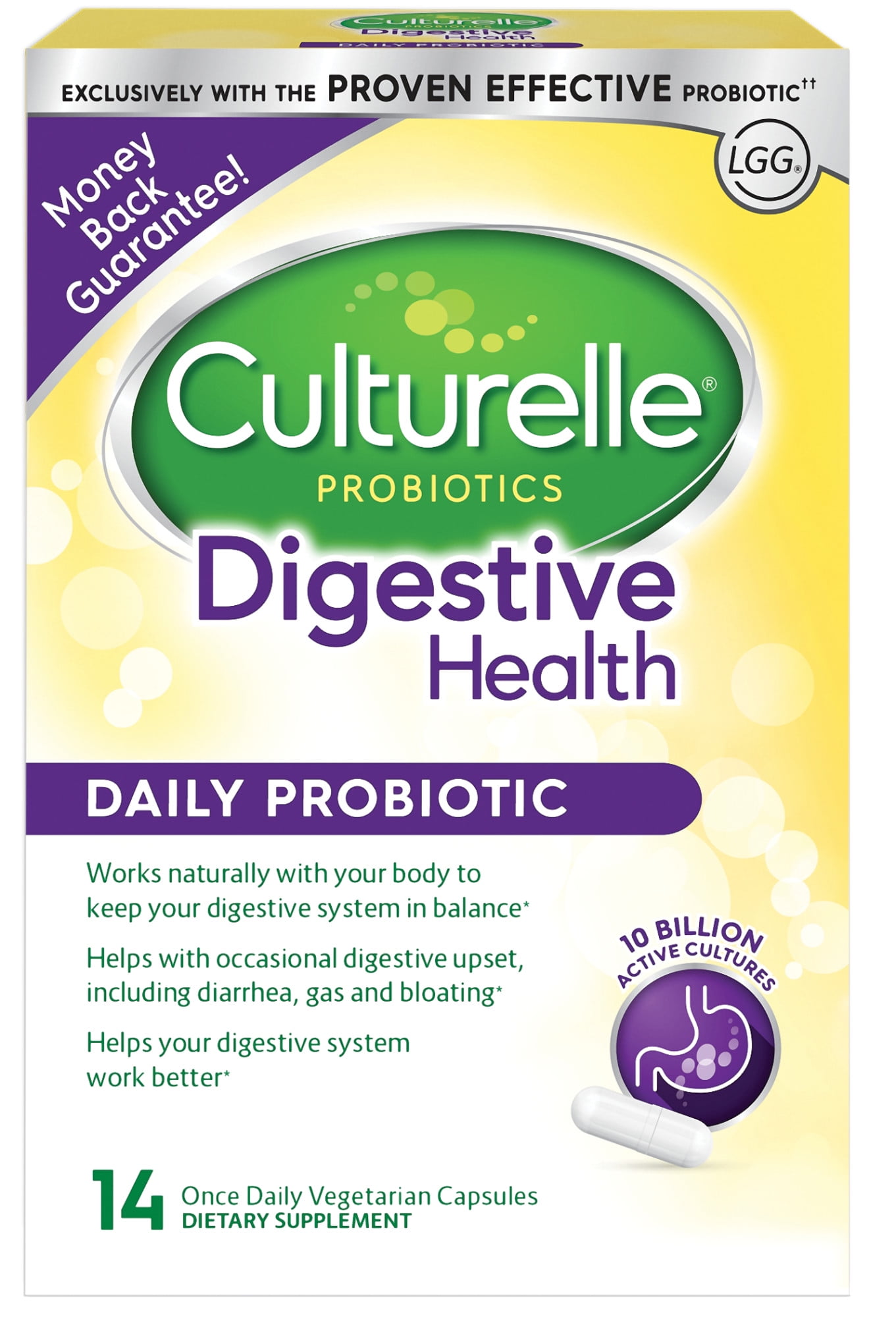 Culturelle Unisex Digestive Health Daily Probiotic Supplement, Vegetarian Capsules, 14 Ct