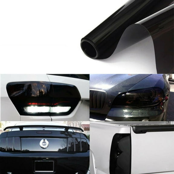 Gloss Black Dark Tint Headlight Taillight Fog Vinyl Wrap Sheet Sticker 12" X 48"