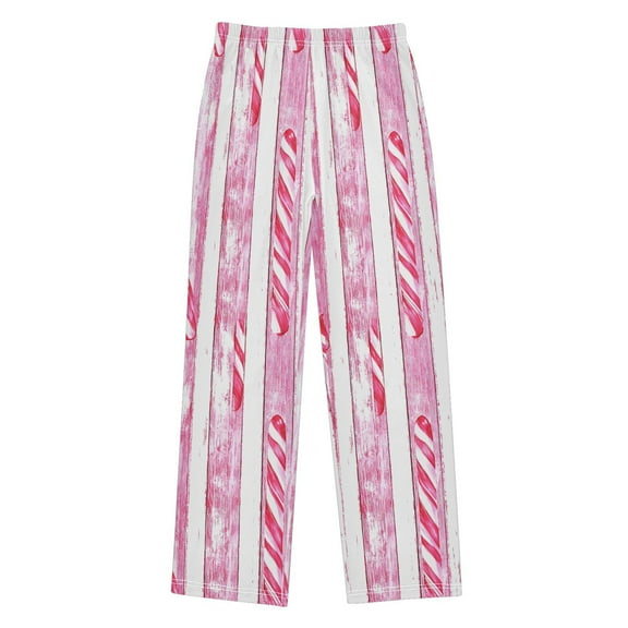 Candy Canes Pattern Pajama Pants Soft Lightweight Lounge Pants Bottoms Sleep Pants Warm Comfy