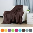 thumbnail image 1 of REGALWOVEN 1 Pcs Home Warm Soft Microplush Fleece Solid Throw Blanket Chocolate Color 78" x 90", 1 of 10