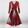 thumbnail image 4 of Christmas Dresses for Women Women's Casual And Fashionable Christmas Printed Long Sleeved V-neck Sexy Dress with Pockets for Holiday Party,Wine,XL, 4 of 7