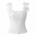 thumbnail image 5 of YTCAMLO 3D Floral Womens Camisole Tops Dressy Ribbed Sleeveless Crew Neck Undershirts Stretchy Breathable Summer Going Out Tops, 5 of 8