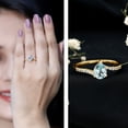 thumbnail image 3 of Rosec Jewels Pear Shape Aquamarine Solitaire Ring with Diamond, Bypass Ring - 6X8 MM, 14K Yellow Gold, US 13.00, 3 of 9