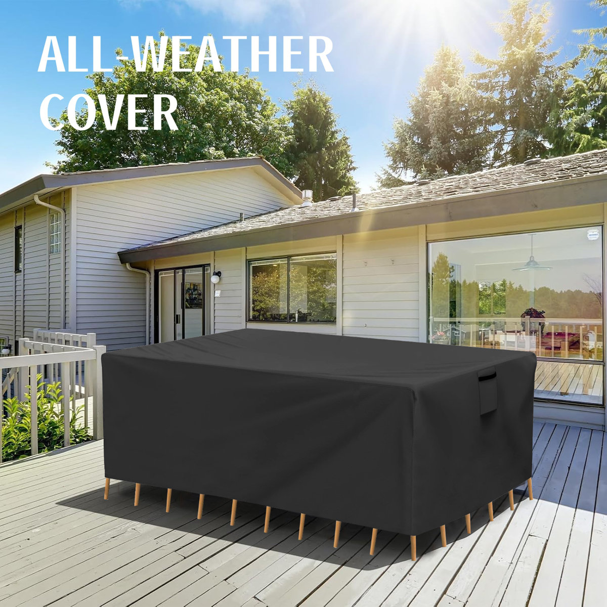 Durable Patio Sofa Set Covers, Rectangular Patio Table Cover Waterproof, Anti-UV Outdoor Furniture Set Cover,109" L x 83" W x 28" H