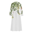 thumbnail image 5 of Qiopertar Robe Décontractée pour Femmes, Élégante, Imprimée, à Lacets, Boutonnée, Manches 3/4, Col Rabattu, en Solde à Moins de 5$, Offres d'Accès Anticipé, 5 of 5