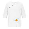 thumbnail image 4 of Blusas de Manga Corta para las Mujeres Impresas Cuello Redondo Camiseta Casual, Blusa de Algodón de Imitación para las Mujeres, 4 of 4