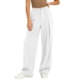 thumbnail image 2 of Diufon Womens Corduroy Pants Dressy Casual Button Elastic Waist Wide Leg Trousers with Pockets Fall Winter Fashion Clothes, 2 of 8