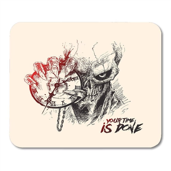 SIDONKU Monster Tattoo Scratch Devil Skull with Clock Vampire Skech Demon Party Mousepad Mouse Pad Mouse Mat 9x10 inch