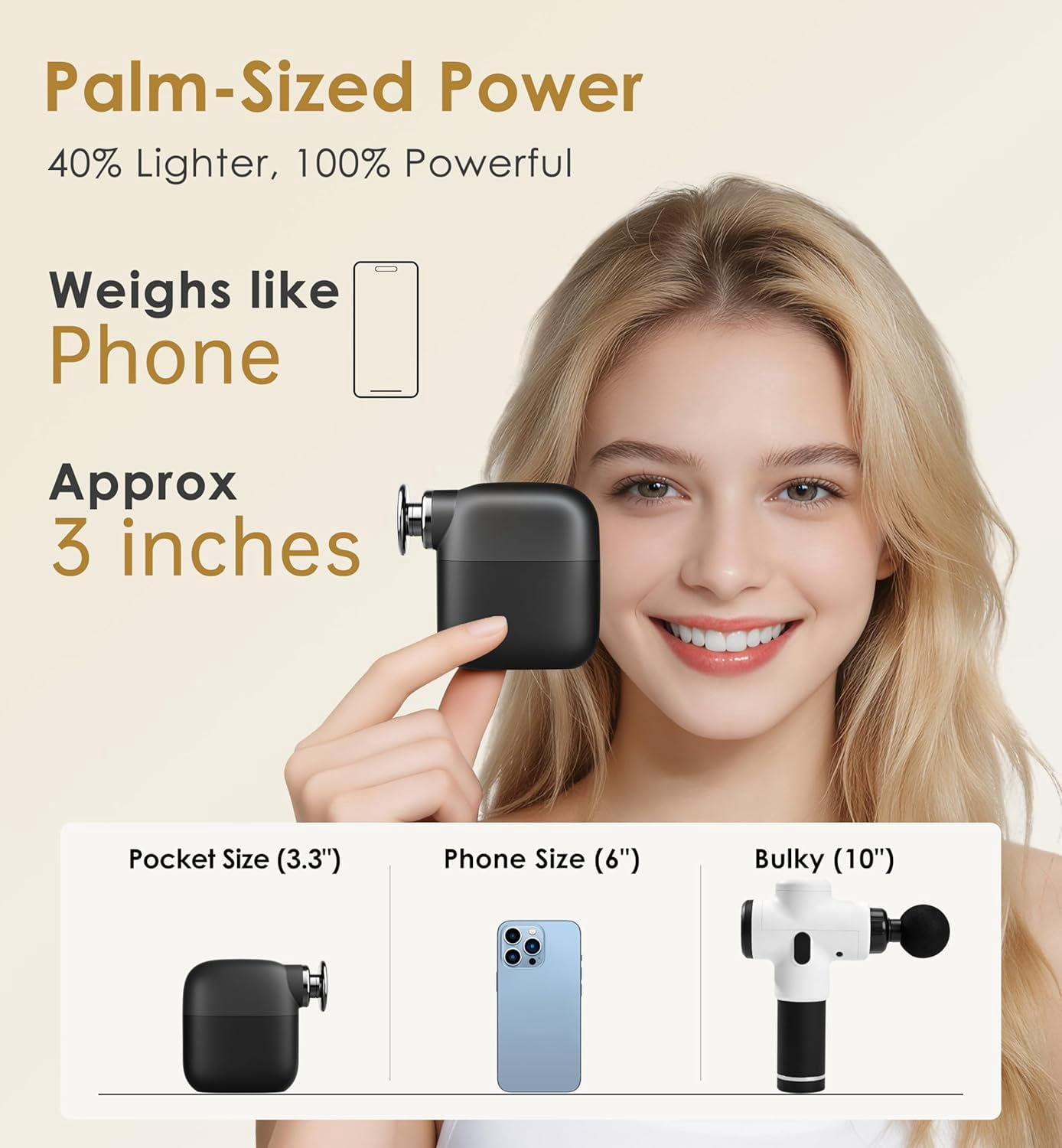 Mini Massage Gun Portable Deep Tissue Percussion Muscle Massager Lightweight Handheld Electric Quiet for Pain Relief Travel Gifts