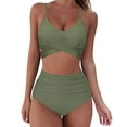 thumbnail image 3 of Hirigin Women Two Piece Swimsuits Bikini Set Tummy Control Bathing Suits Swim Top with High Waisted Shorts, 3 of 5