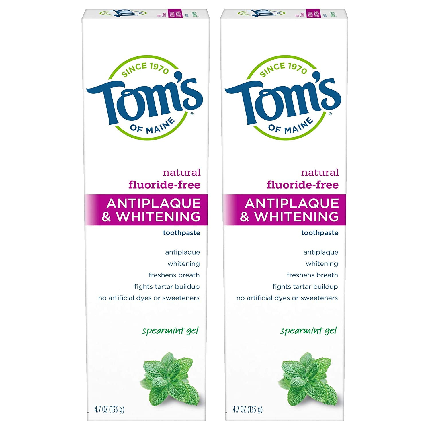 Tom's FluorideFree Antiplaque & Whitening Spearmint Gel Toothpaste