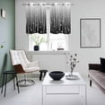 thumbnail image 4 of Black Flower Kitchen Curtains Small Short 39 Inch Length, Geometric Stripes Gradient Simple Branch Grommet Top Bedroom Living Room Curtains, Light Filtering Cafe Curtain Drapes 2 Panels Set 55''x39'', 4 of 9