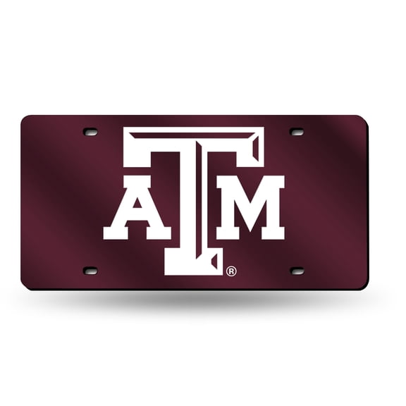 Texas-A&M-Aggie's Red Mirror Look Laser Cut License Plate Auto Tag