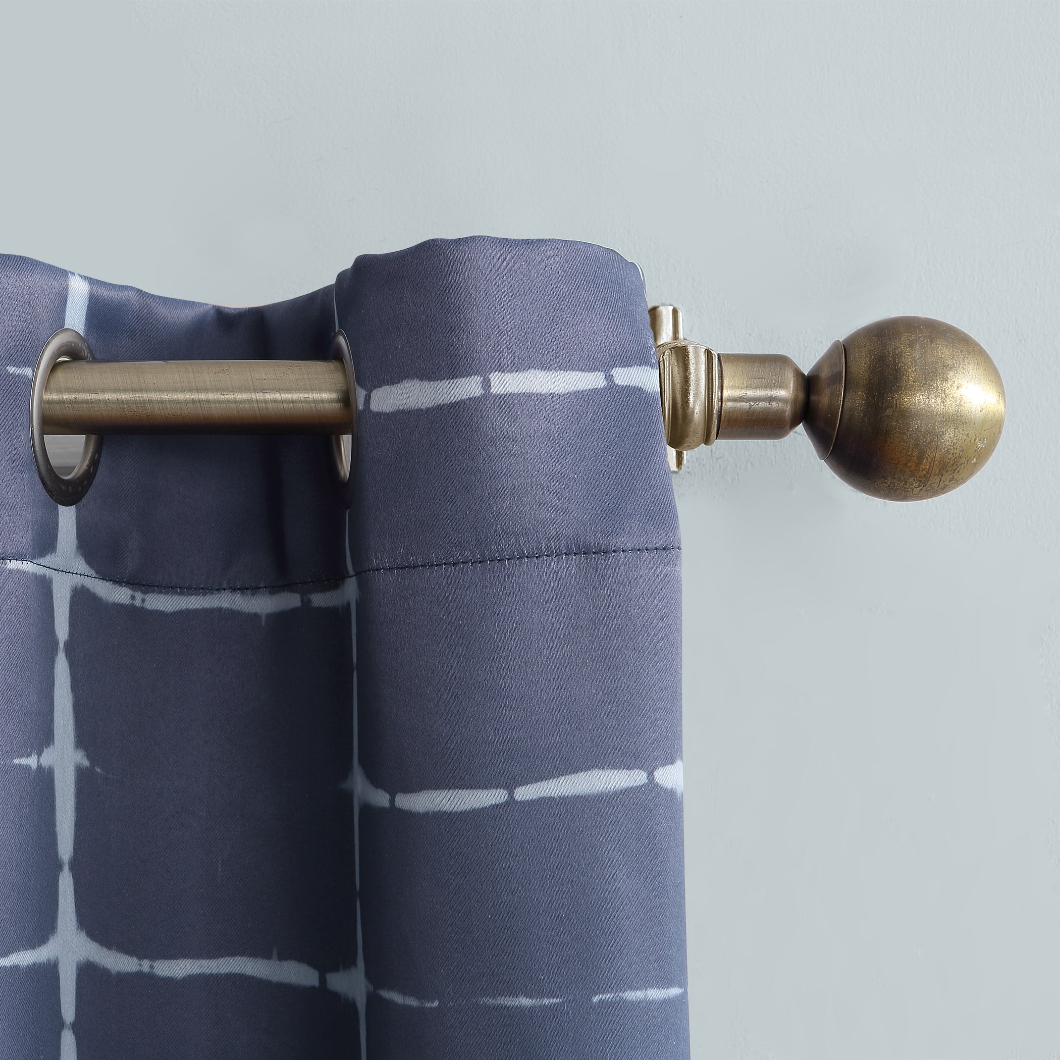 Sun Zero Saki Shibori Print Blackout Grommet Curtain Panel, 40"X95", Navy