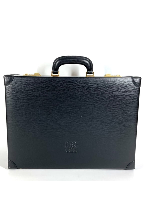 Pre-Owned LOEWE Vintage Logo Anagram Attache Case, Tote Bag, Business Box Handbag, Leather,...