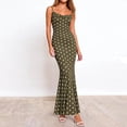 thumbnail image 6 of Xdegoge Prom Dresses for Women Slim Fit Spaghetti Strap Cowl Neck Maxi Dress Polka Dot Mermaid Ruffle Hem Evening Dresses Formal Wedding Guest Party, 6 of 7