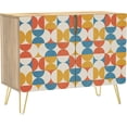 thumbnail image 3 of PixonSign Sideboard Buffet Cabinet, Kitchen Storage Cabinet with 2 Doors, Vibrant Orange & Blue Polygon, Cupboard Console Table for Dining Room - 35" L x 18" W x 29" H, 3 of 5