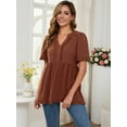 thumbnail image 6 of DARING DIVA Women's Boho Ruffled V Neck Short Sleeve Maternity Tops XXL Brown, 6 of 7