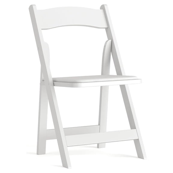 HERCULES Series White Wood Folding Chair with Vinyl Padded Seat