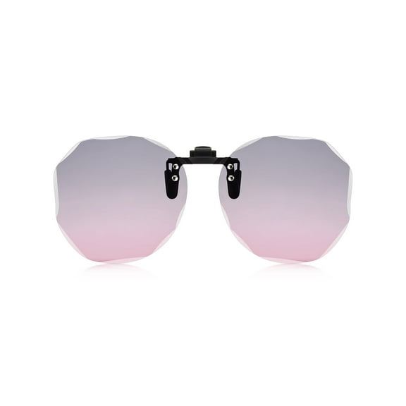 TINHAO Polarized Clip on Sunglasses for Women Men Polygon Flip Up UV400 Protection Over Prescription Glasses