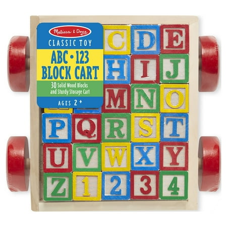 Melissa & Doug Classic ABC Wooden Block Cart Educational Toy With 30 1-Inch Solid Wood Blocks