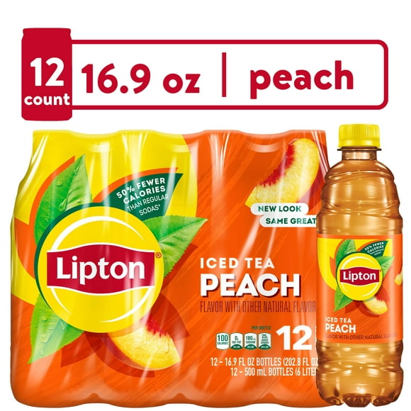 Lipton Peach Iced Tea, Bottled Tea Drink, 16.9 fl oz, 12 Pack Bottles